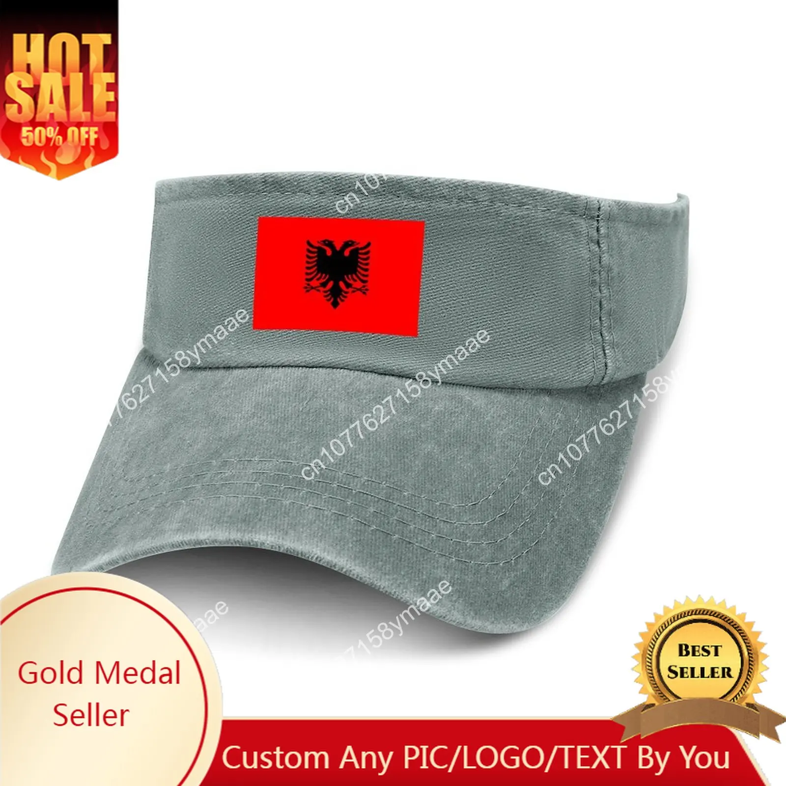 

Albania Flag Sun Visor Leaky Top Cowboy Hats Mens Womens Customize Cap Sports Baseball Tennis Golf Caps Empty Open Top Hat