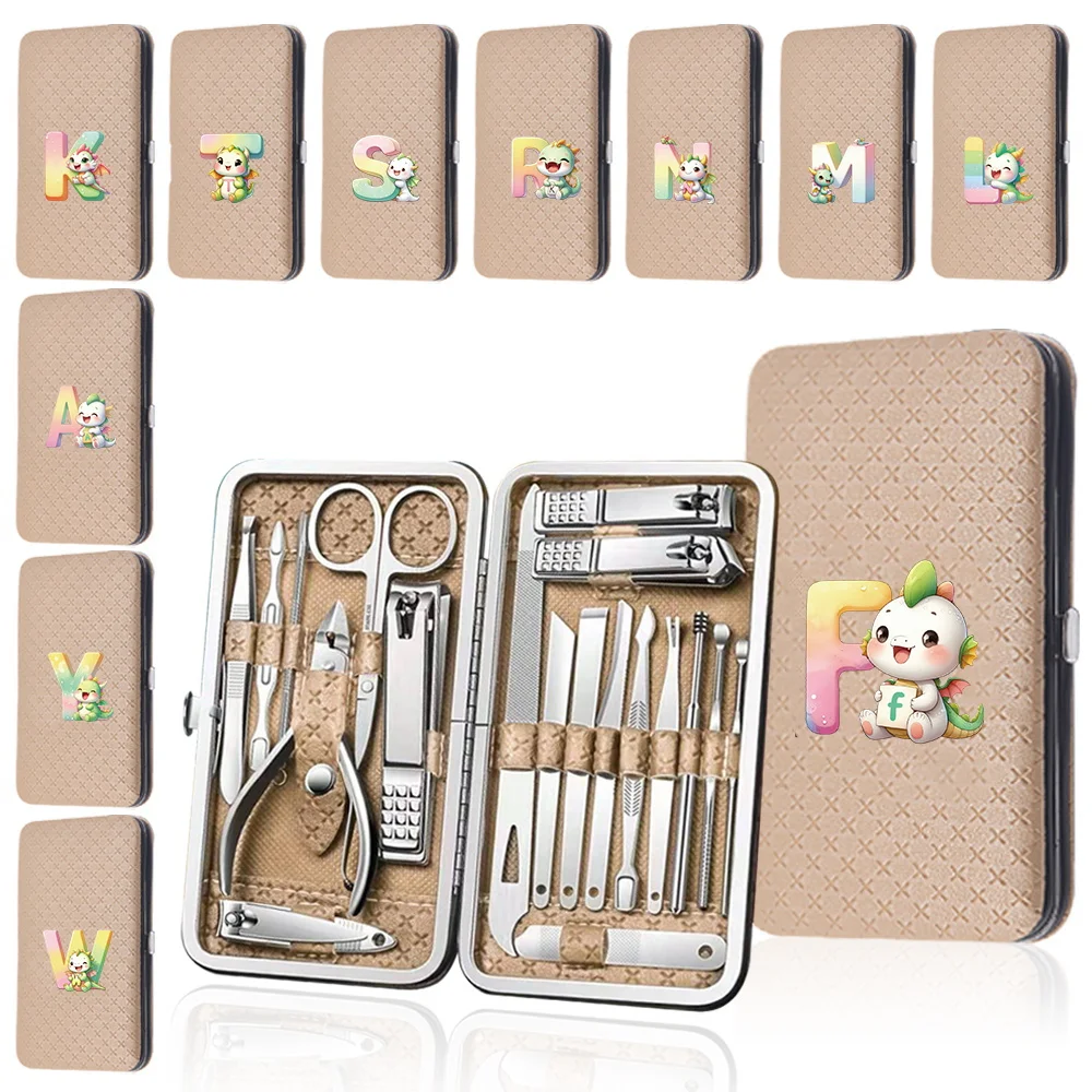 Practical Nail Clipper Set Multi-functional Manicure Set Personal Grooming Kit with Storage Box Cartoon Animal Pattern