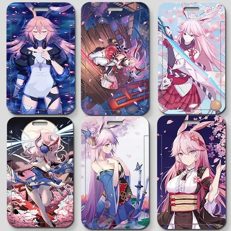 Anime Honkai Impact 3rd Sakura Yae Sakura Personal Business Retractable Credit Card Holders Bank ID Holders Bus Card Cover Case