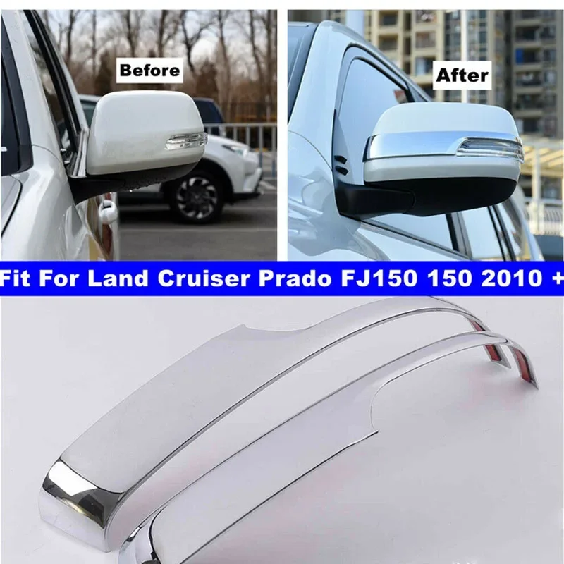 For Toyota Land Cruiser 150 Prado FJ150 2018 2019 2020 2021 Chrome Rearview Mirror Stripes Cover Trim Cover Frame Trim ABS Car