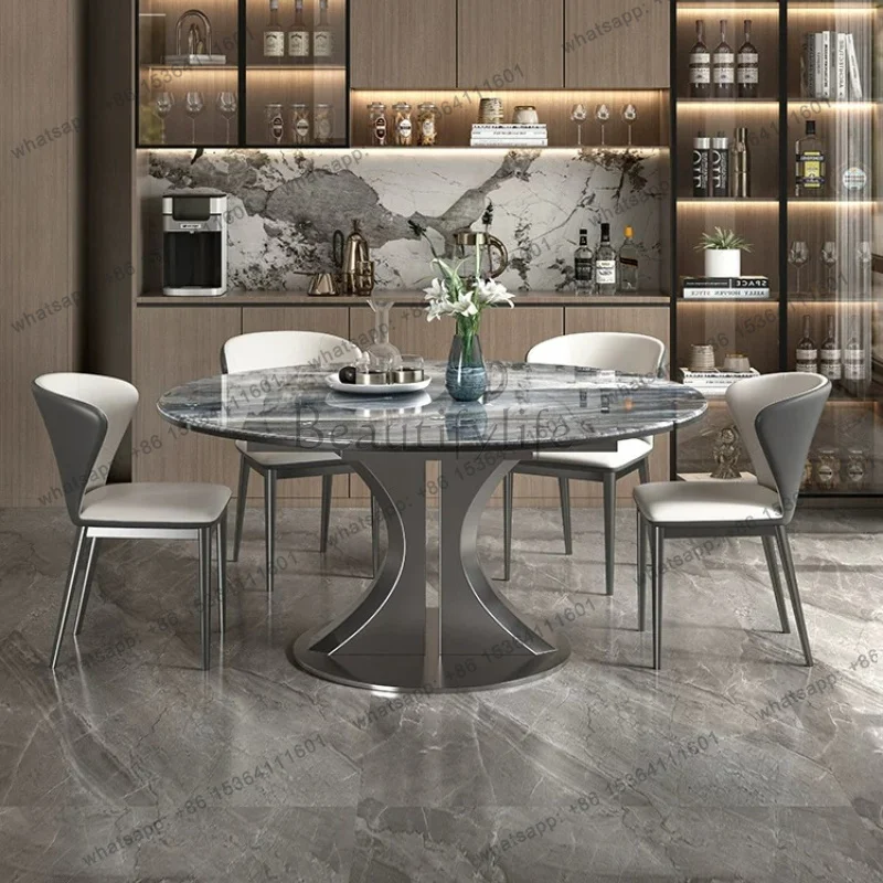 FG Modern Luxury Microcrystalline Stone Dining Tables Minimalist Household Premium Retractable Folding Dining Table Set Of 6 Cha