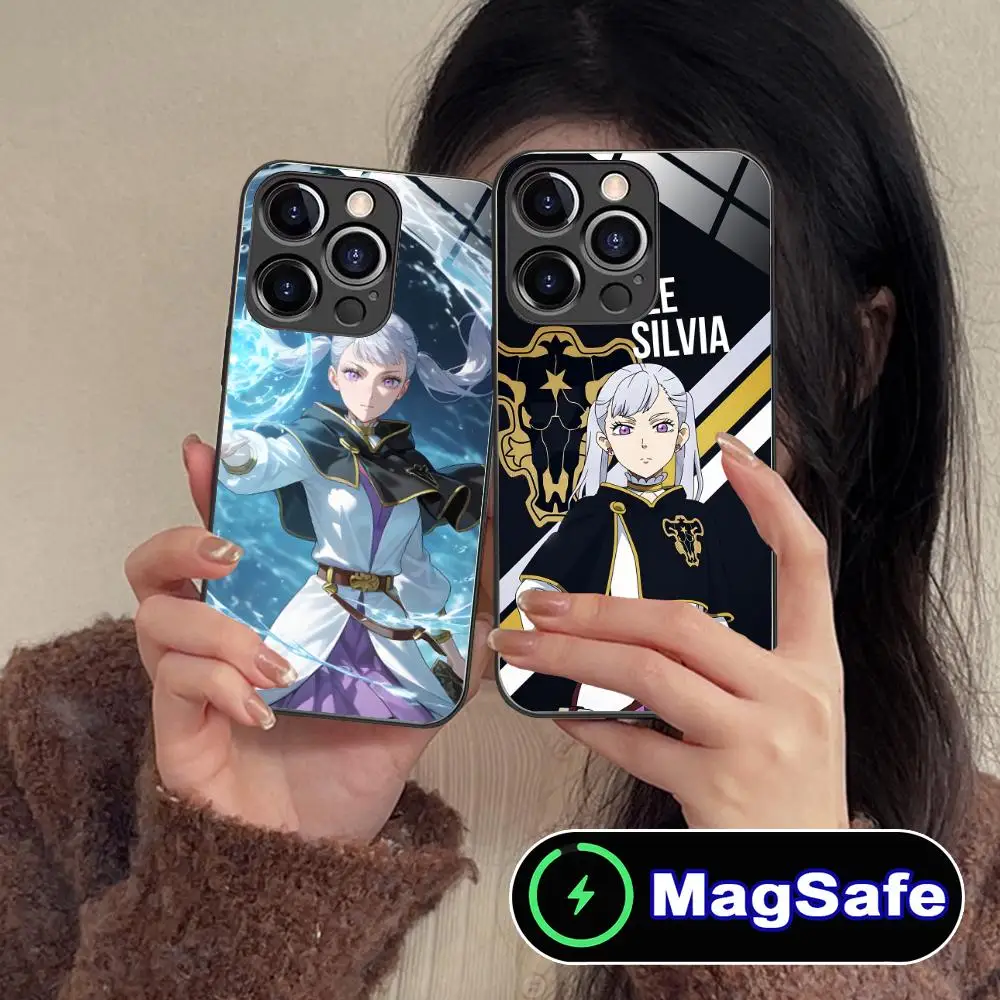 Black Clover Noelle Silva Phone Case for iPhone 16 15 14 13 12 11 Pro Max Plus Mini MagSafe Glass Colour Protective Luxury Cover