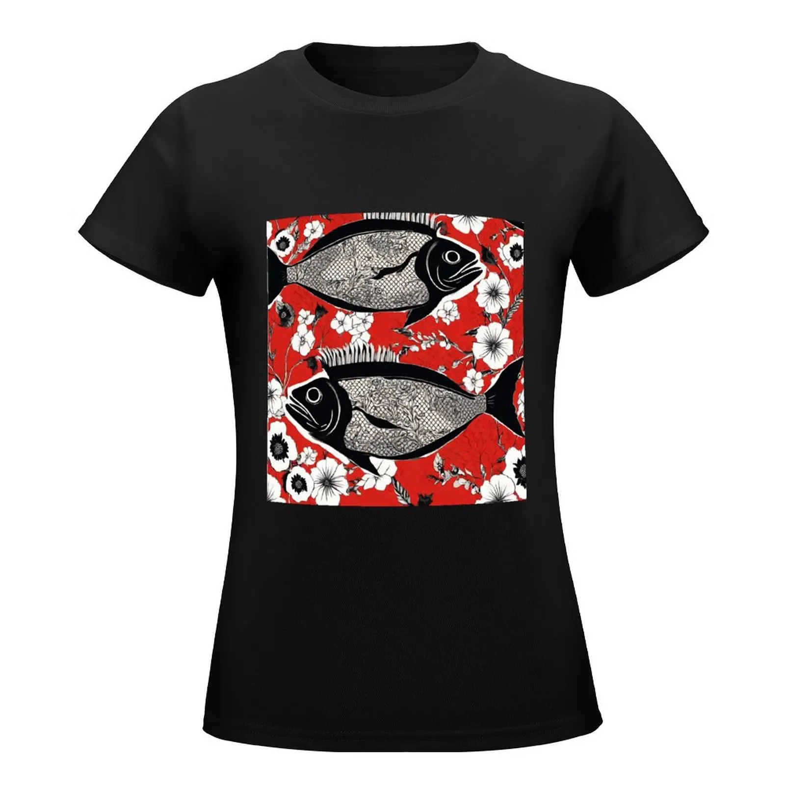 Black fish T-Shirt Blouse anime plus size tops blacks Woman fashion