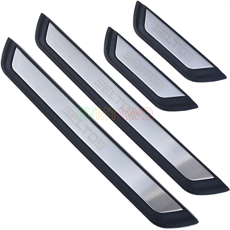 For Kia Seltos Accessory 2020-2023 2024 Stainless Car Door Sill Scuff Plate Kick Entry Guard Pedal Protector Cover Trim Styling