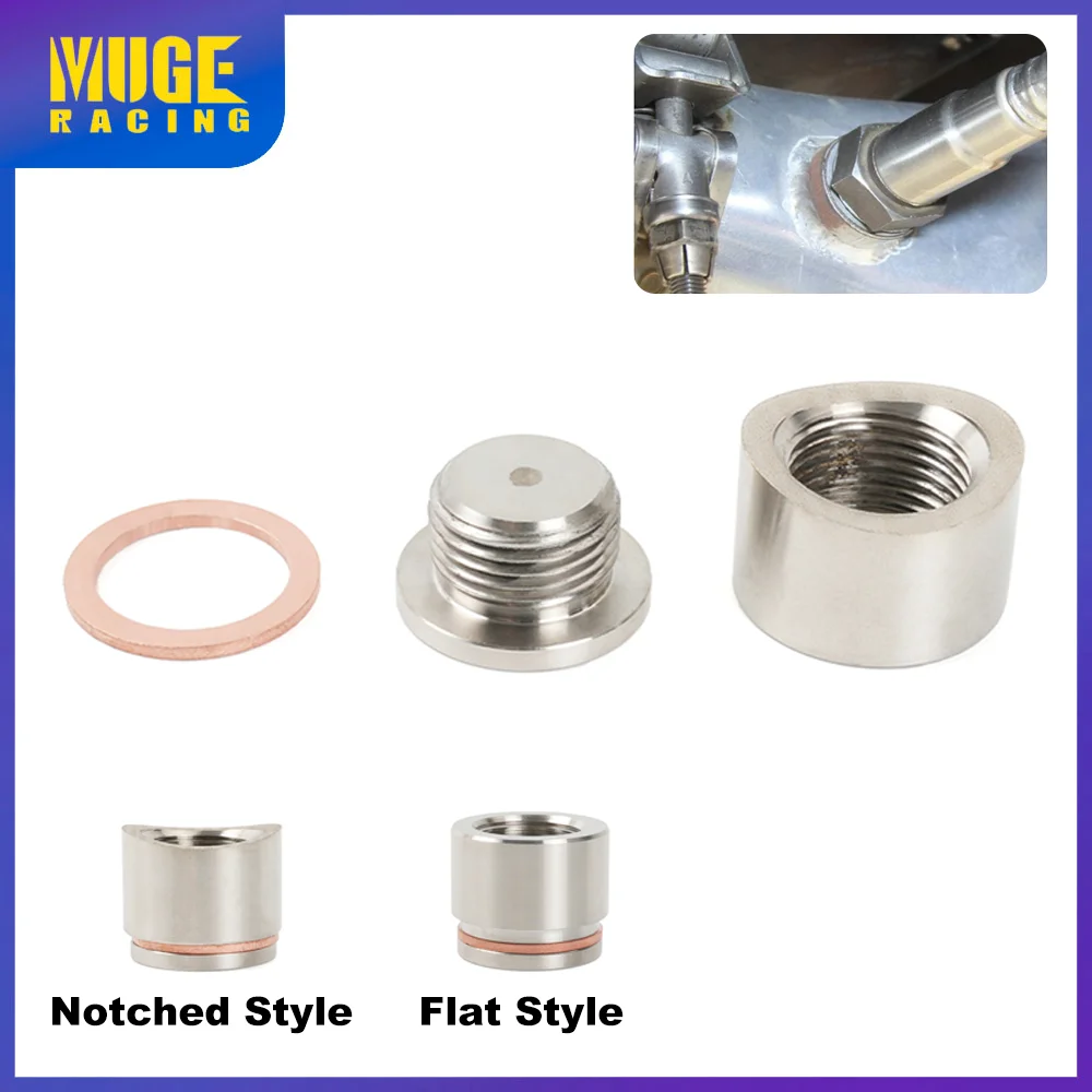 Stainless Steel M18 x 1.5 O2 Oxygen Sensor Bung Mounting Bungs And Plugs Adapter With Notched Style Mounting Nut THB078