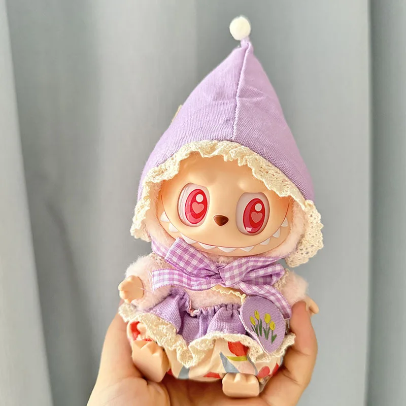 Muñecas Labubu II Idol de 17cm para fiesta sentada, Mini ropa bonita de muñeca de peluche, accesorios de atuendo para Corea, Kpop Exo, ropa, regalo DIY