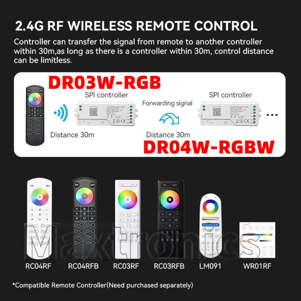WS2811 WS2812B SPI LED Controller DC5-24V Tuya WiFi Addressable Work Wth Google Home Alexa for WS2814 SPI RGBWIC RGBIC LED Strip