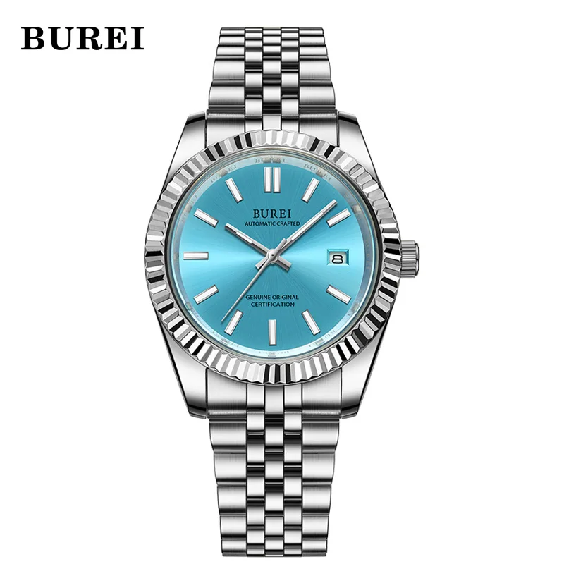 BUREI Mens Mechanical Dress Watch Brand Luxury NH35 Movement Automatic Wristwatch Sapphire Waterproof Clock for Men Reloj Hombre