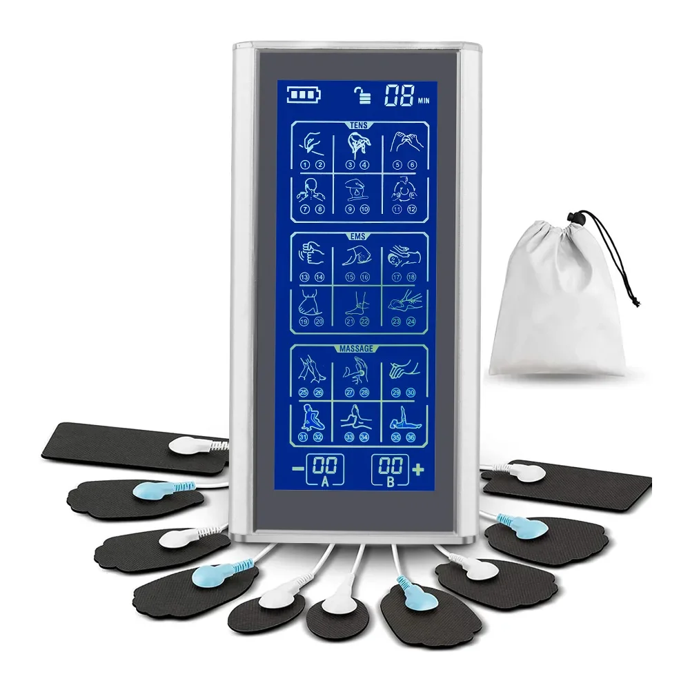 36 Modes Multi-Functional EMS Body Massage Machine Large Screen Control Portable Physiotherapy Massager for Muscle Relief