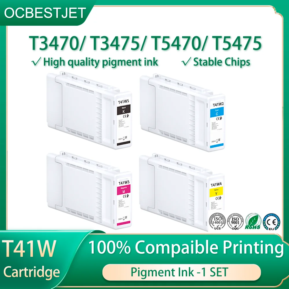 1 Juego de cartuchos de tinta T41W2 T41W3 T41W4 T41W5 con tinta pigmentada para Epson SureColor T3470 T3475 T5470 T5475 bolsa de tinta para impresora 110ML