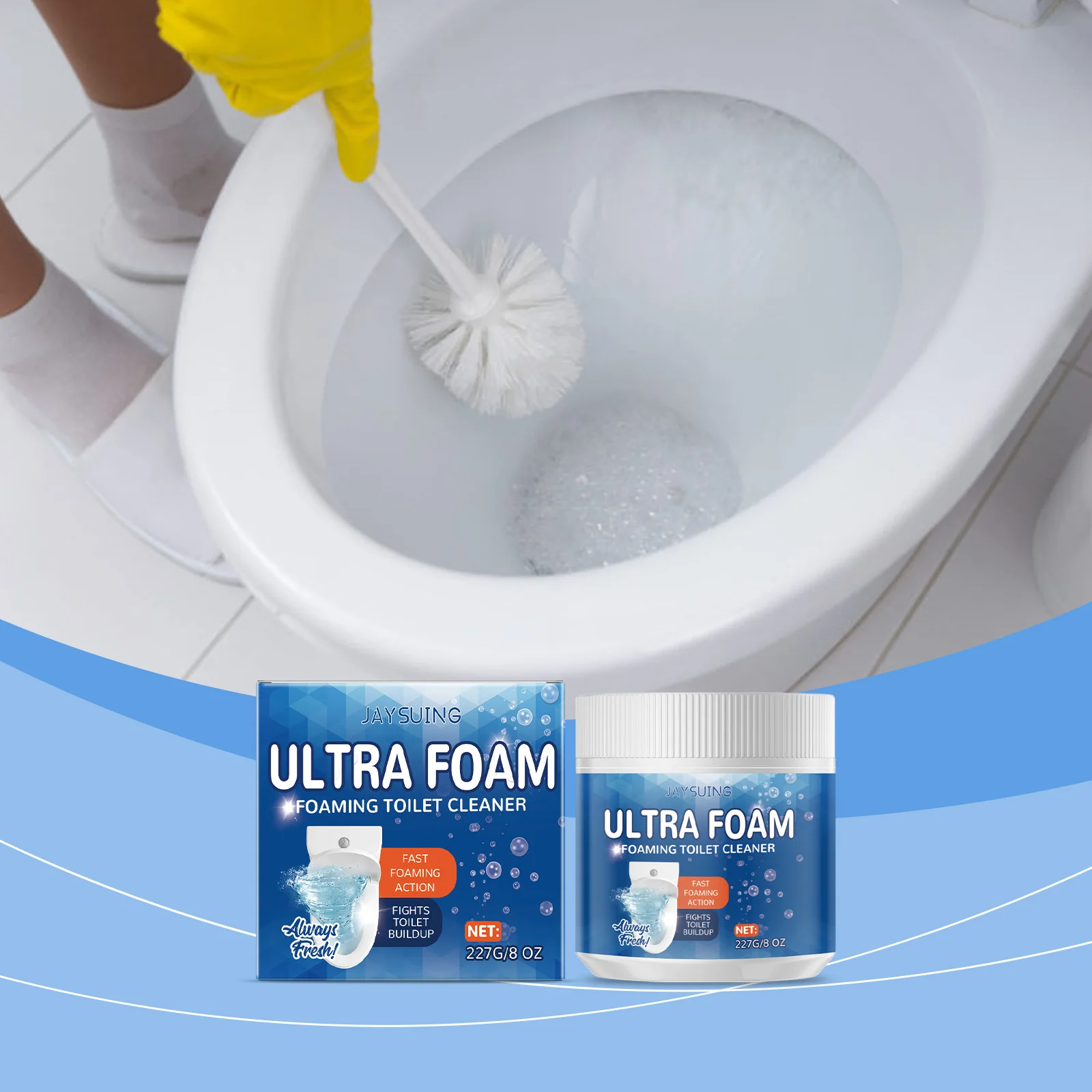 

Toilet Bowl Cleaning Powder, 4-in-1 Stain Remover for Deep Scaling & Protection, Dual-Action Household Bathroom Cleaner, 227g