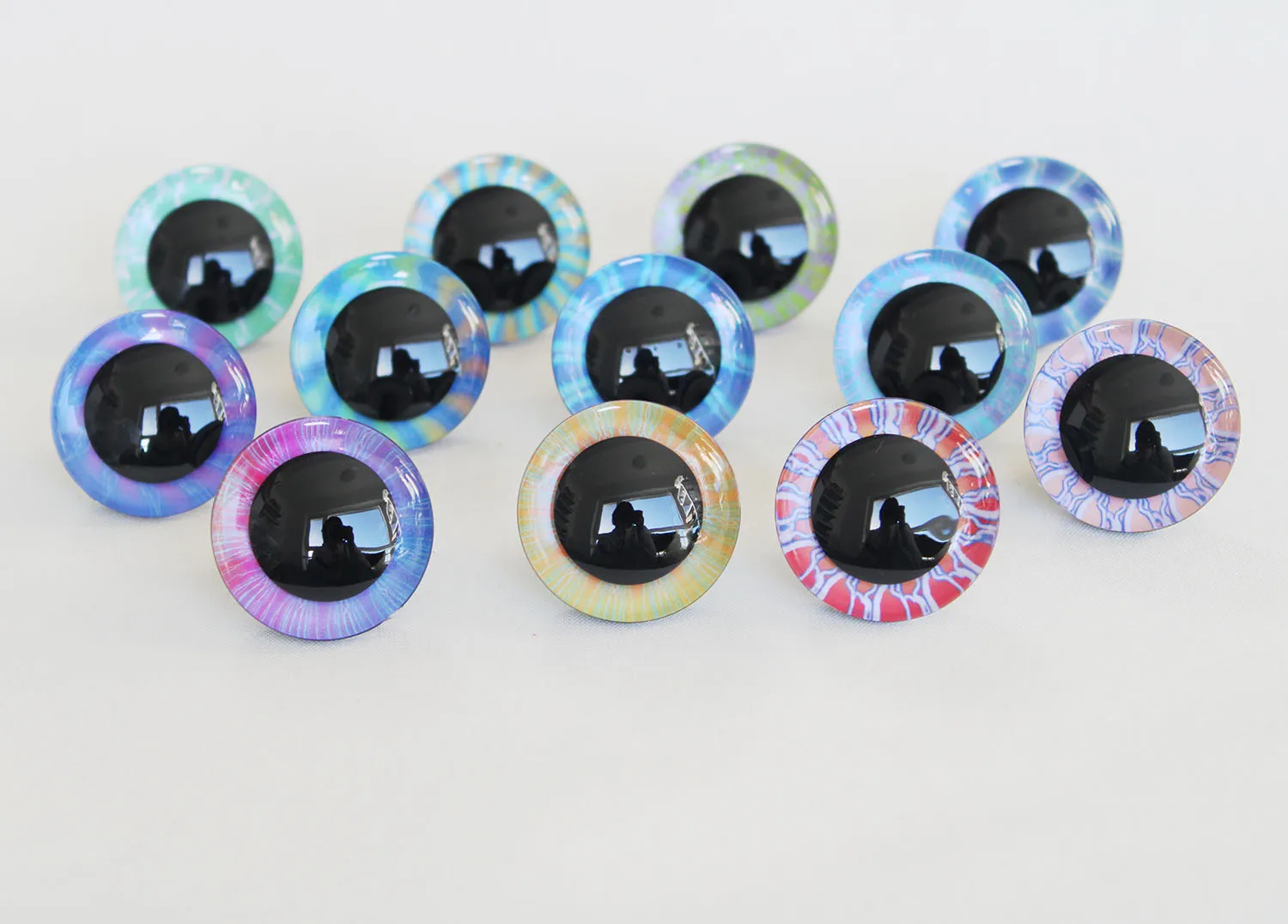 100pcs 9mm to 35mm  fashion style 3D colorful  toy safety eyes 3D Rainbow doll eyes with washer for  diy plush doll--s12