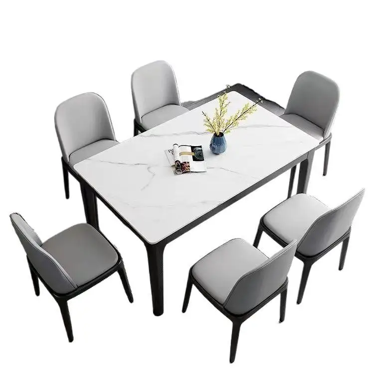 

Italian rock slab dining table and chair combination modern dining table home western table