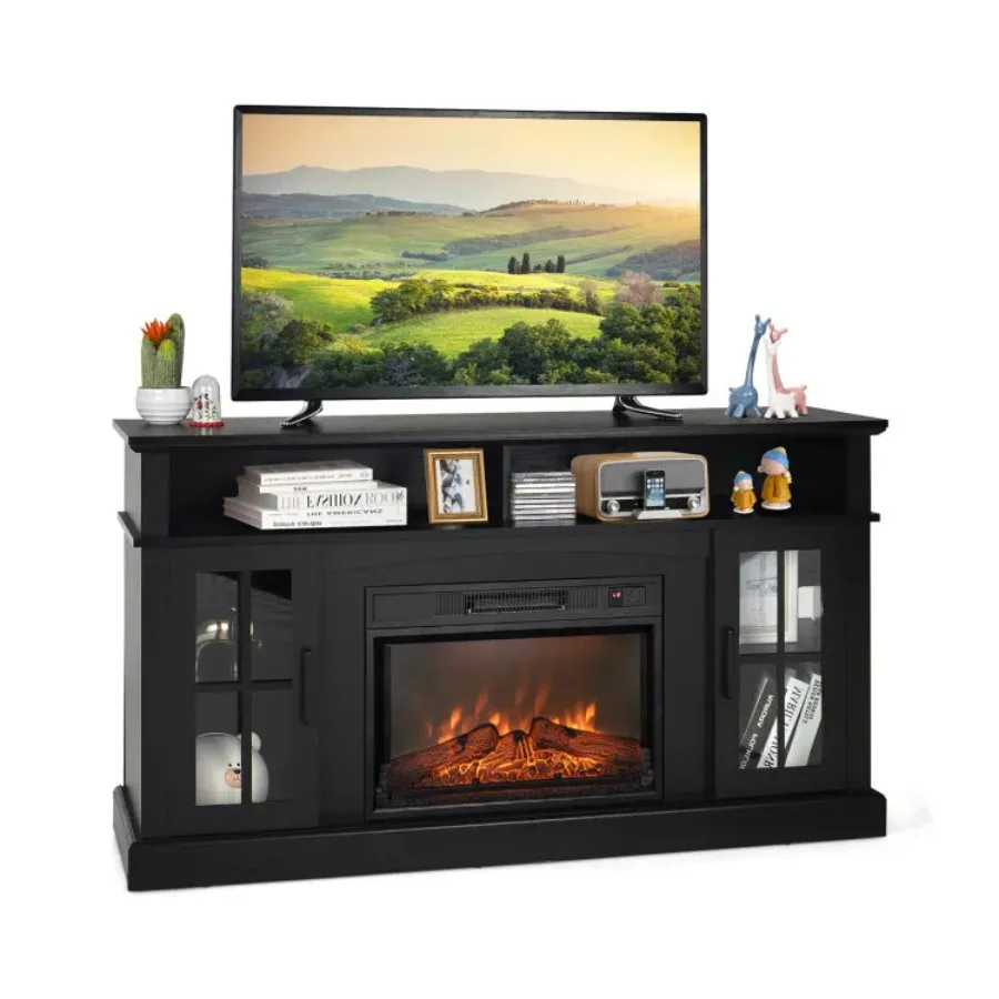 

Fireplace TV Stand for TVs Up to 65 Inch with Side Cabinets and Remote Control