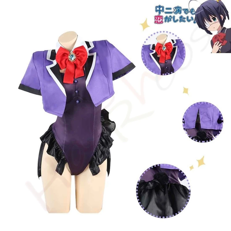 Anime Love Chunibyo y otros delicias Takanashi Rikka Cosplay disfraz peluca Sexy conejito lindo disfraz Halloween carnaval fiesta traje