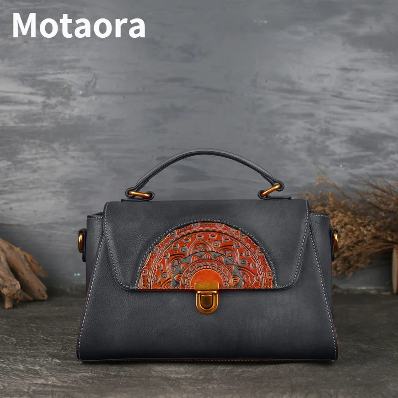 MOTAORA Vintage ręcznie robione tłoczone torebki damskie torby na ramię projektant luksusowa torebka kobieta torba Crossbody torebki damskie