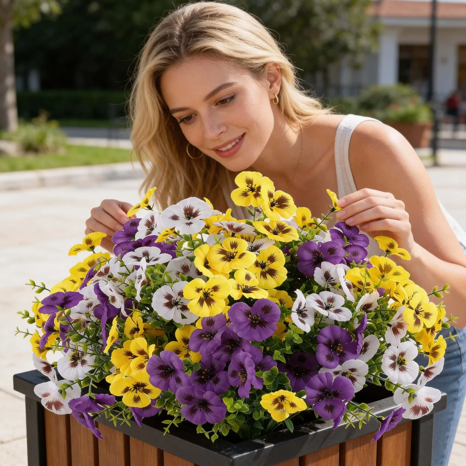 30 Buquês de Flores Artificiais (Pansies e Margaridas), Flores Decorativas para Feriados, Resistentes a Raios UV, Ideais para Decoração de Jardim Externo, Decoração de Primavera e Verão, Flores Artificiais para Decoração Interna/Externa, Ideais para Casas de Luxo, Escritórios, Hotéis, Decoração de Casa, Decorações de Casamento, Celebrações Sazonais, Adequadas para Todas as Estações, Decorações de Feriados ao Ar Livre, Presentes de Inauguração de Casa, Adequadas para Vários Tipos de Ambientes