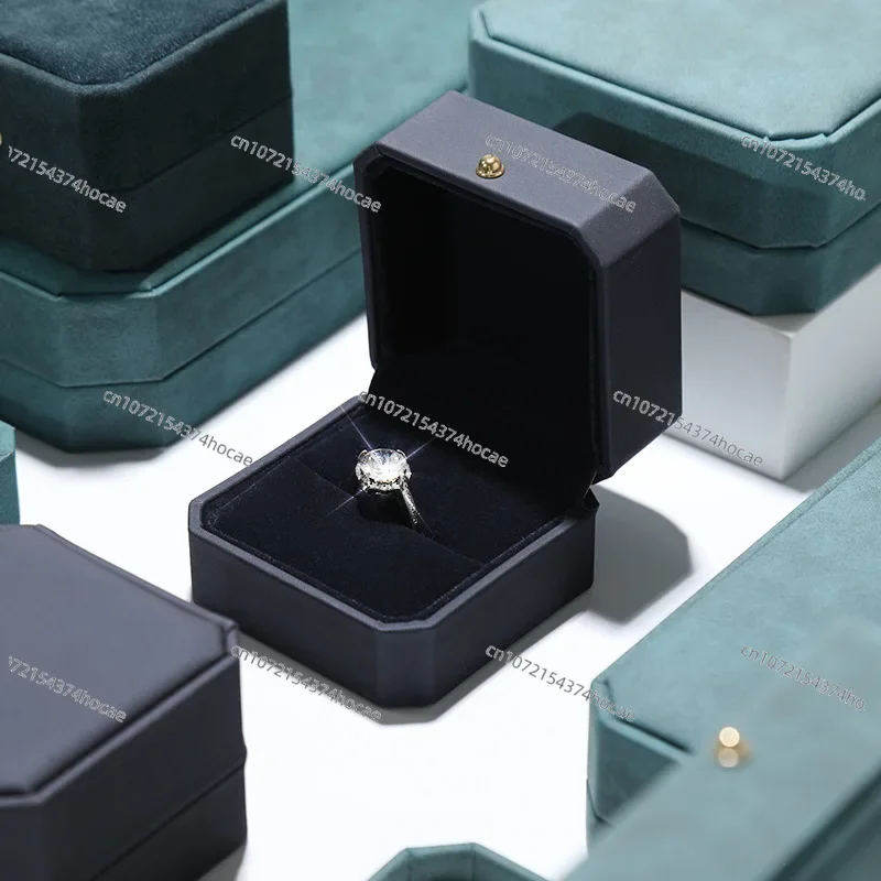 Portagioie per gioielli con imballaggio in PU ottagonale, anello, orecchini, collana