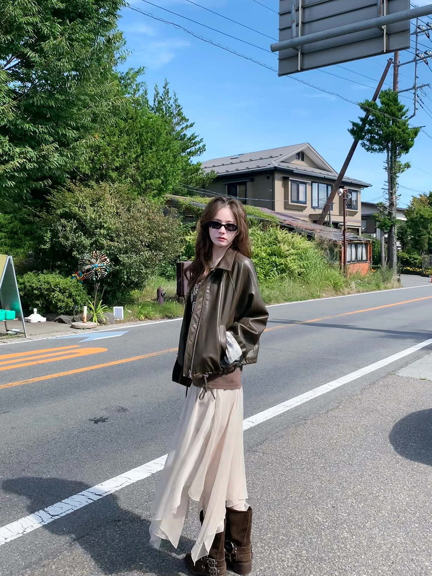 Cé Brown ヴィンテージレザー ジャケット レディース オルト スレ PUレザーコート 秋冬 ファッション レトロ バイカー ジャケット by H Studio