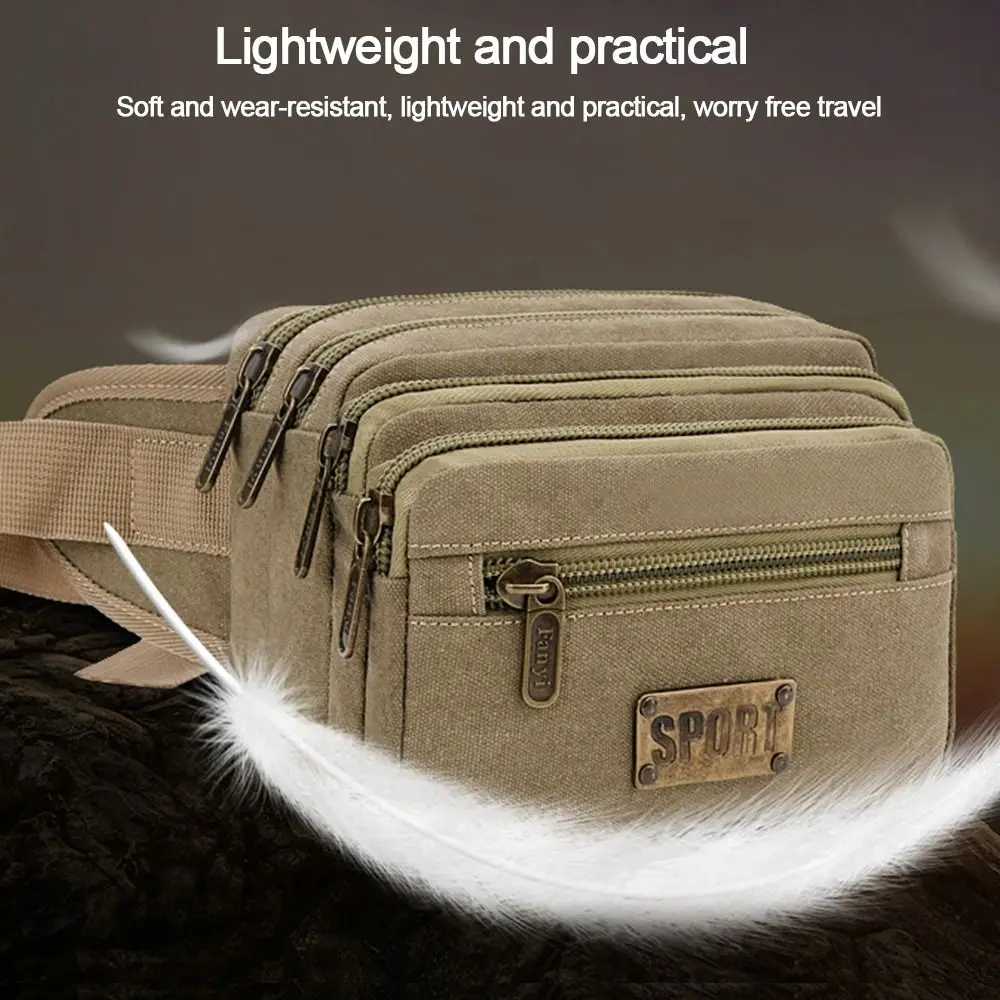 Large Capacity Waist Bags Fashion Multifunction Canvas Mobile Phone Pocket Cashier Bag Travel Crossbody Bags Outdoor Running Bag