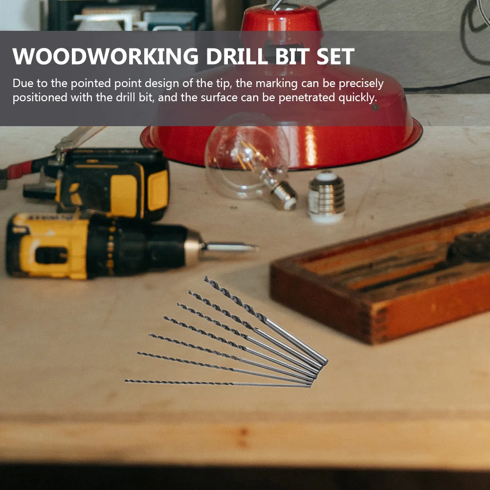1Set Woodworking Drill Bit Hardwood Steel Extra Long Body Stable Balance Long Drill Bits for Wood PVC Plastic Rubber