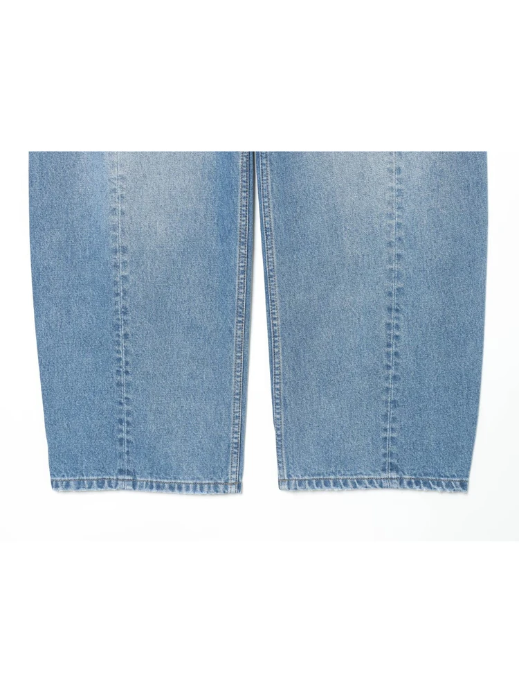 Fall 2025 New Blue Boyfriend Sle Loose Wide Leg Pants Women's Jeans High Waist Cotton Soft Pure Color Outdoor Use