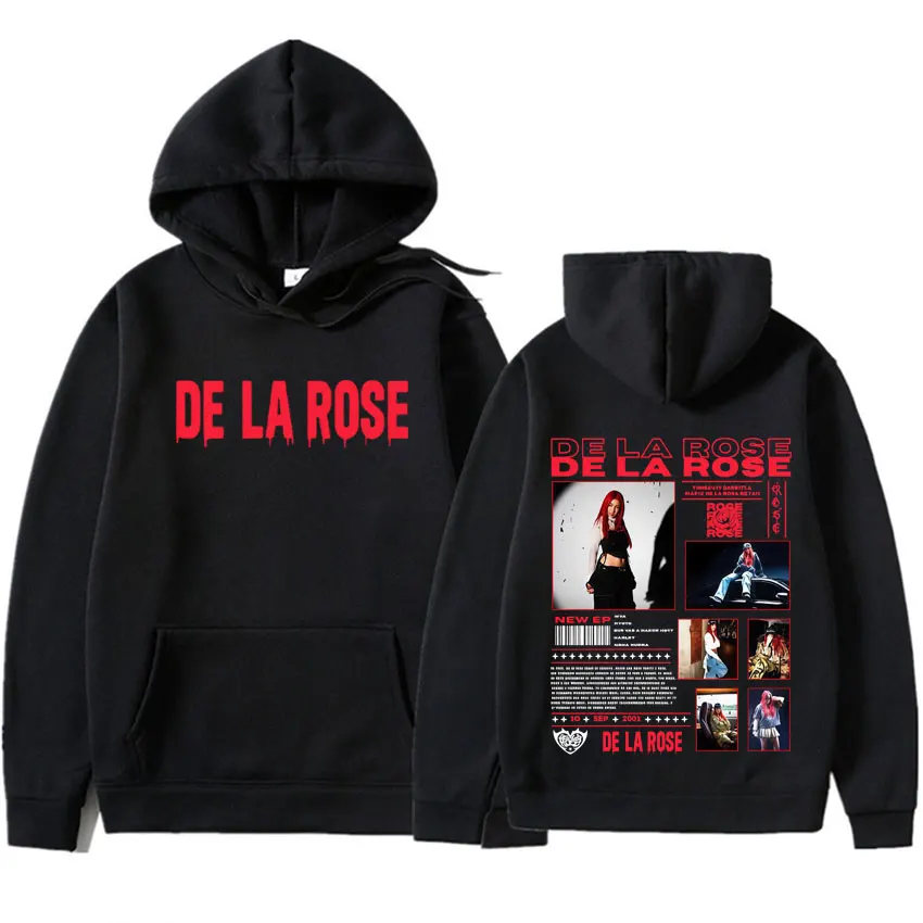 De Singer De La Rose Men's Printed Hoodie, High Quality Oversized Long-sleeved Cotton Autumn and Winter Casual Sweatshirt