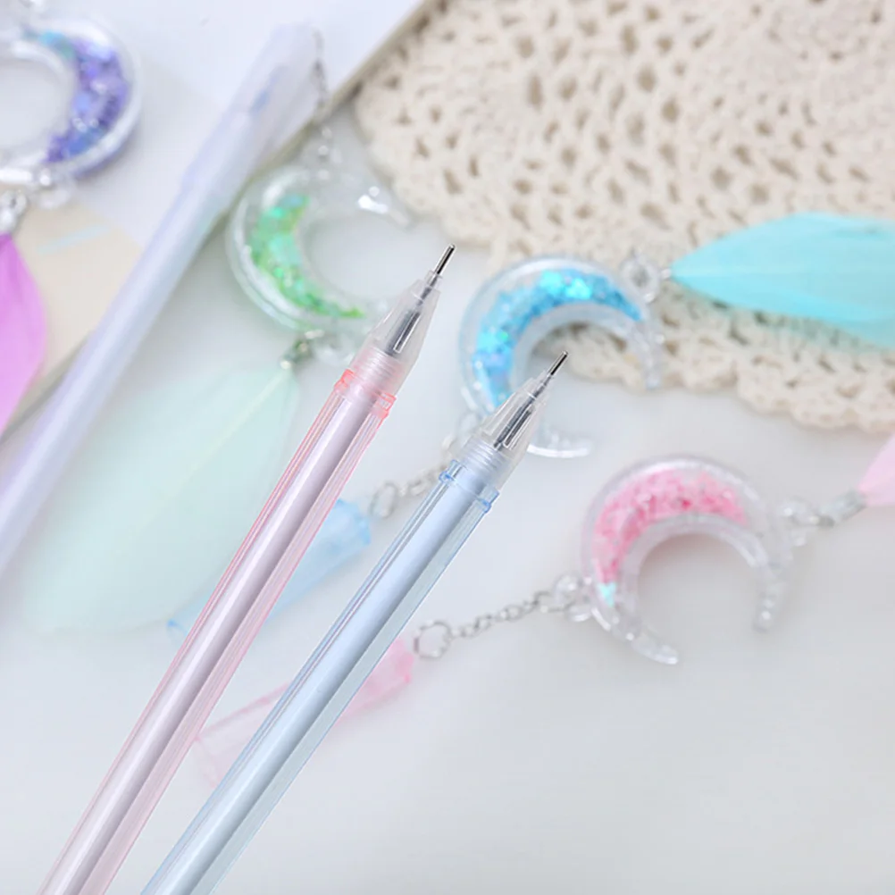 10 قطعة أقلام الأسطوانة القمر الأسود الملء الكتابة السلس لا تسرب البلاستيك للمدرسة مكتب امتحان القرطاسية حبر جل #2