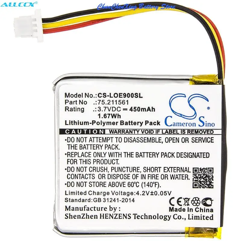 Cameron Sino 450mAh Battery 75.211561 for Logitech UE9000