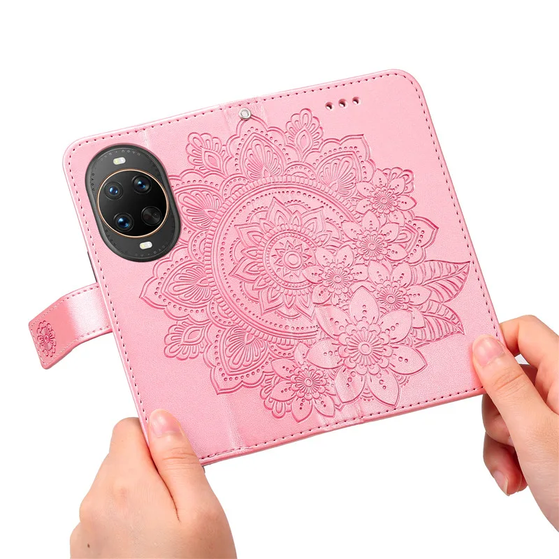 ريترو الطوطم الشمس زهرة المحفظة الجلدية قضية الهاتف لهواوي نوفا 14 برو Nova14 الترا Y73 5G المغناطيسي الوجه غطاء فتحة للبطاقات 2025