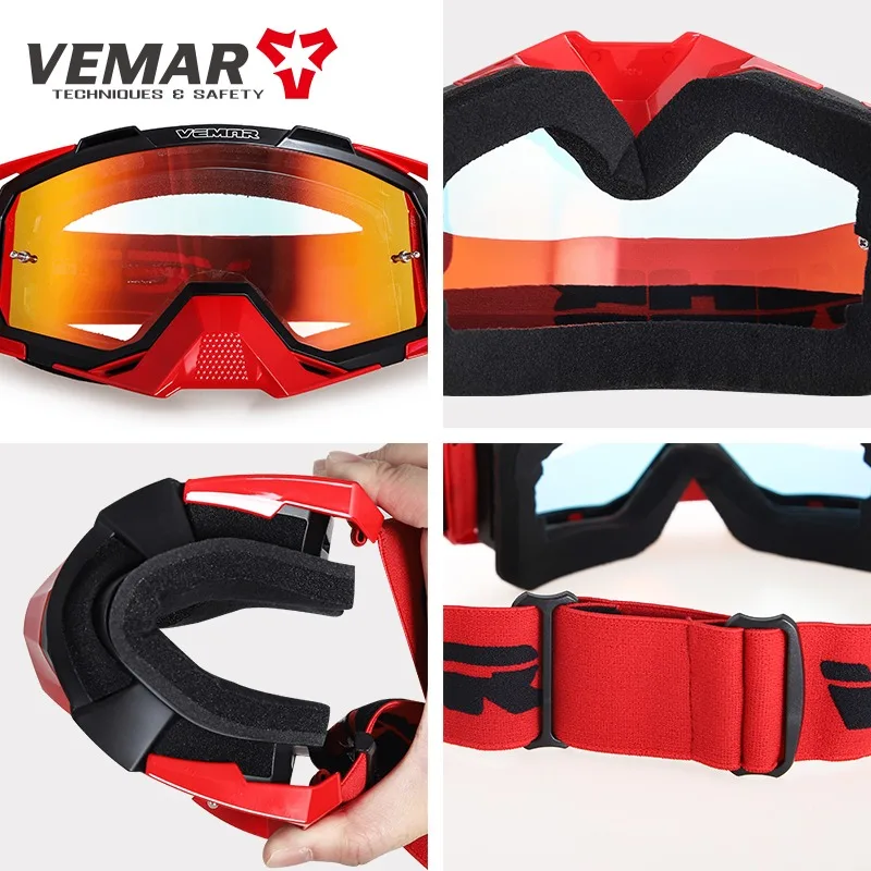 VEMAR Óculos de proteção para motocicleta, óculos off road MX MTB, motocross, ciclismo, dirt bike, corrida, esporte