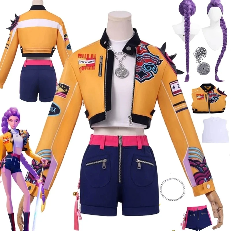 

Anime KPop Rumi Cosplay Costume Women Girls Rumis Costumes Halloween Party Carnival Role Play Uniform Wig Outfit Set