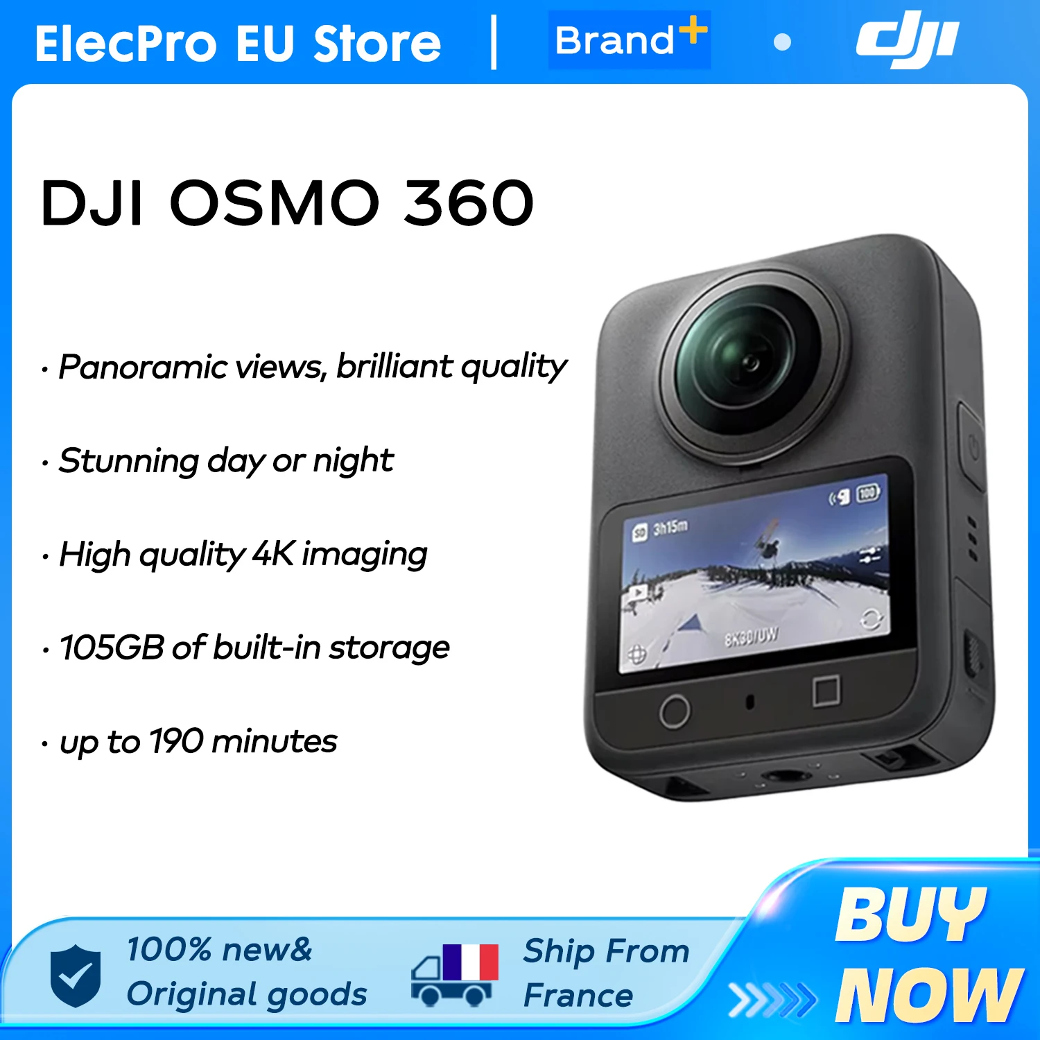 【LOCAL+】DJI Osmo 360 Standard Bundle 360-Grad-Kamera mit 1 Zoll 360-Grad-Objektiv °   360-Grad-Bildgebung °   Video in 8K Native 360 °   Foto mit 120MP Osmo 360