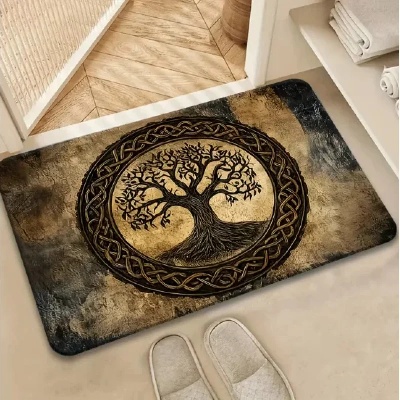 VIKAMA Non-Slip Celtic Tree Of Life Outdoor Mat For Kitchen Garage Office Patio Doormat