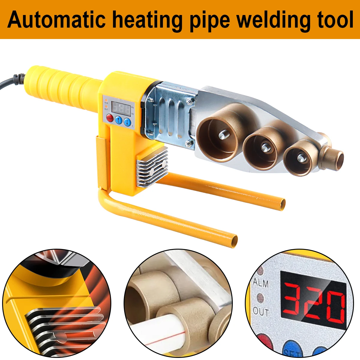 Pipe Welding Machine 1000W/800W Pipe Soldering Iron Plastic Welding PP/PPR/PB/PE Pipe Heating Hot Melt Tool Set 20-63mm Nozzle