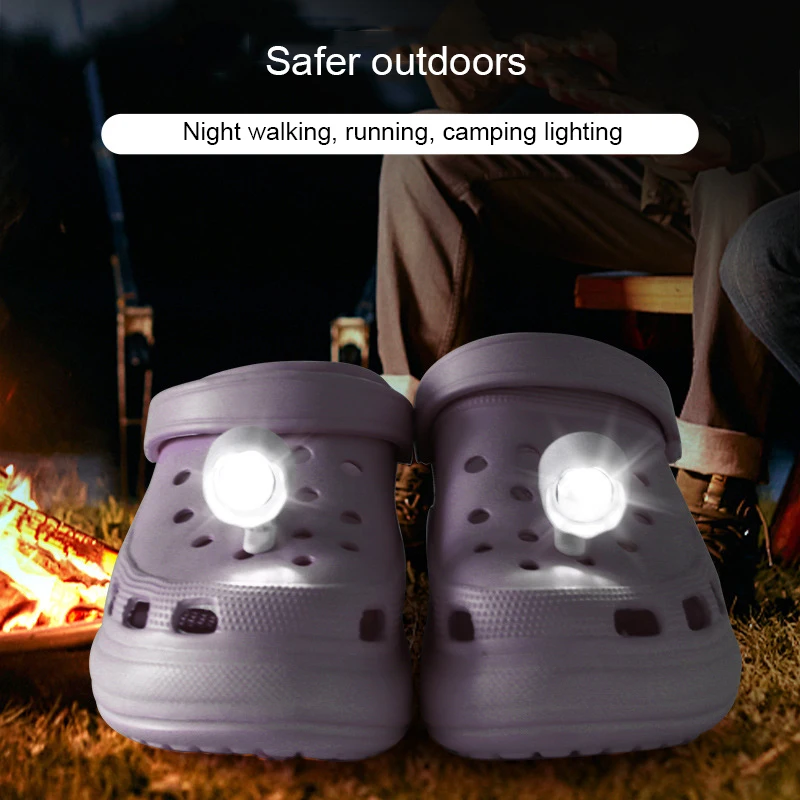 Faros LED Croc de 2 piezas, luz nocturna, decoración de zapatos, accesorios para correr, caminar, Camping, regalo, iluminación impermeable