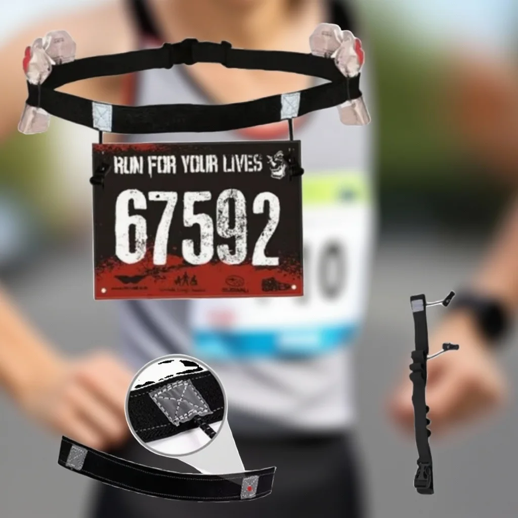 

Пояс для бега с номером и 6 гелевыми петлями, поясная сумка для триатлона, марафона и велоспорта, спортивный держатель нагрудника