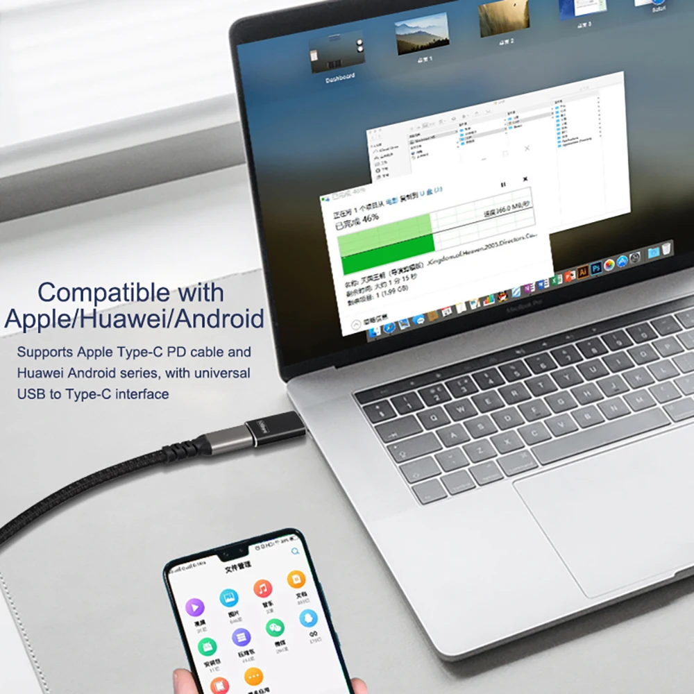 UGOjP USB 3.2 نوع C OTG محول USB A إلى نوع C محول كابل لماك بوك سامسونج هواوي Xiaomi مزدوج الوجهين 10Gbps Data Adap #4