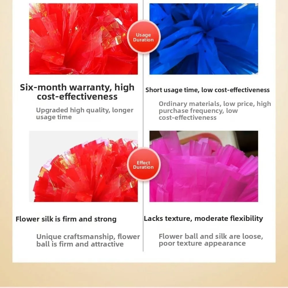 New 26cm Game Pom Poms PET Multicolors Cheap Practical Cheerleading Come On Props Dance Performance Props Club Supplies