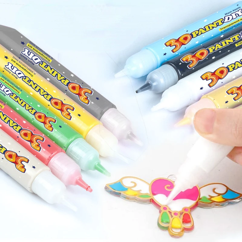 6/8colors Non Baking Adhesive Painting Pigment Pen DIY Handmade Graffiti Water-based Pigment Jewelry Set