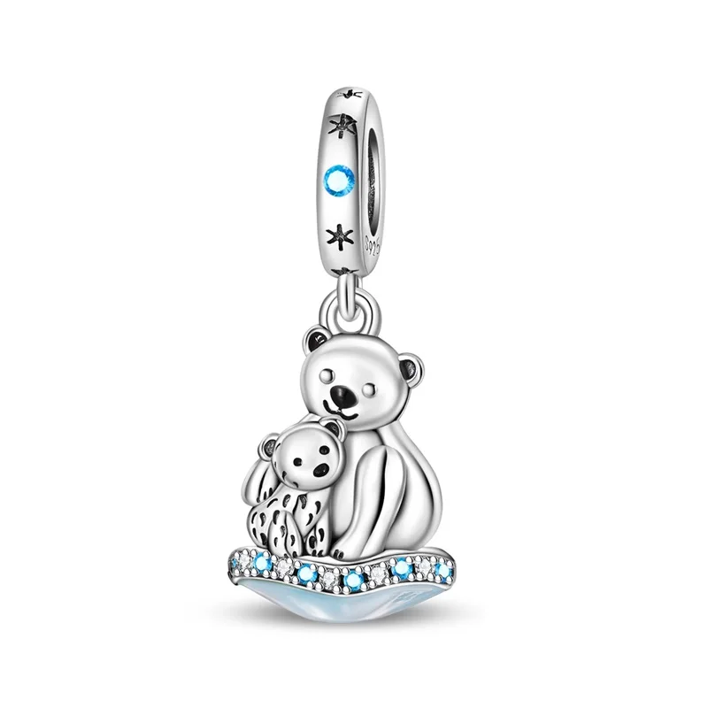 

Fit DIY 925 Original Bracelets Warm Big White Bear 925 Silver Charms Pendant DIY Exquisite Birthday Anniversary Jewelry Gifts