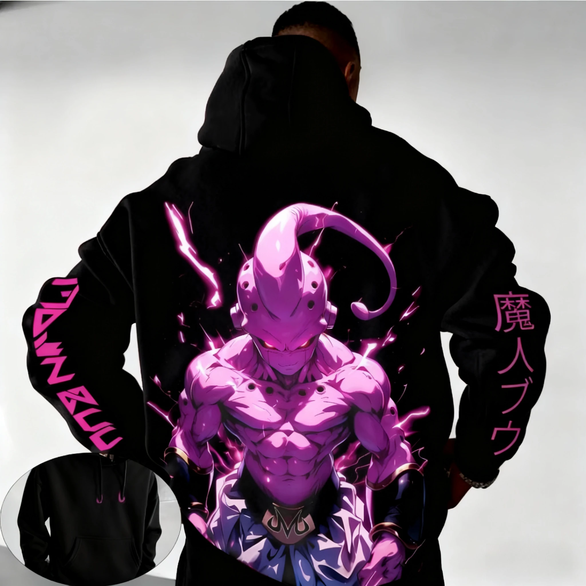 Dragon Ball Anime Majin Buu Bedruckter Kapuzenpullover 2026 Herbst/Winter Neues lockeres lässiges Harajuku-Oberteil für Männer und Frauen mit großem Eltern-Kind-Top