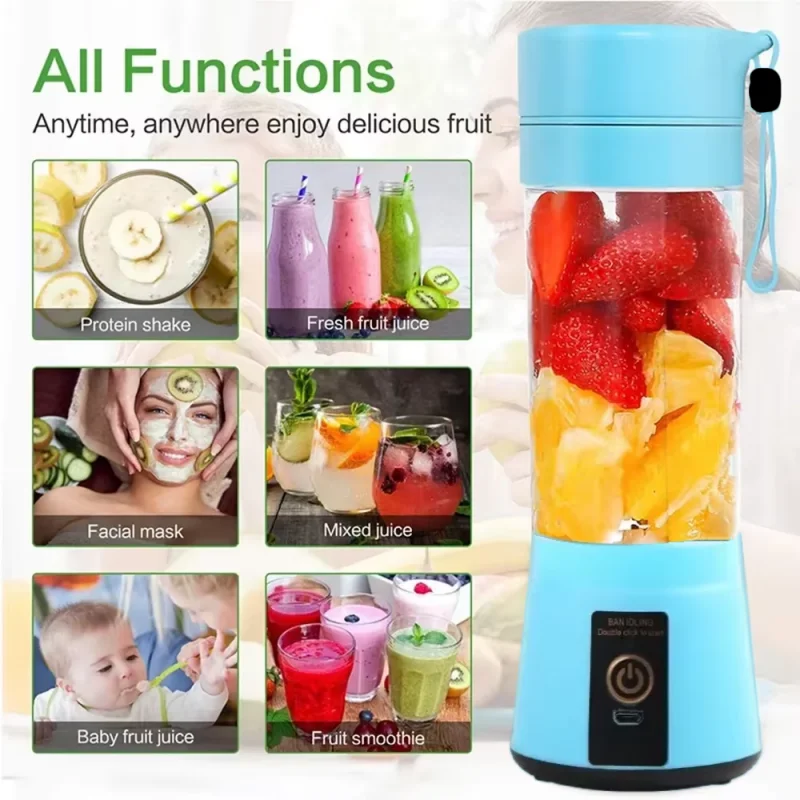 Portable Mini Blender for Shakes and Smoothies Rechargeable USB 380ML Traveling Fruit Juicer Cup Hand Fruit Blender Juicing Cup