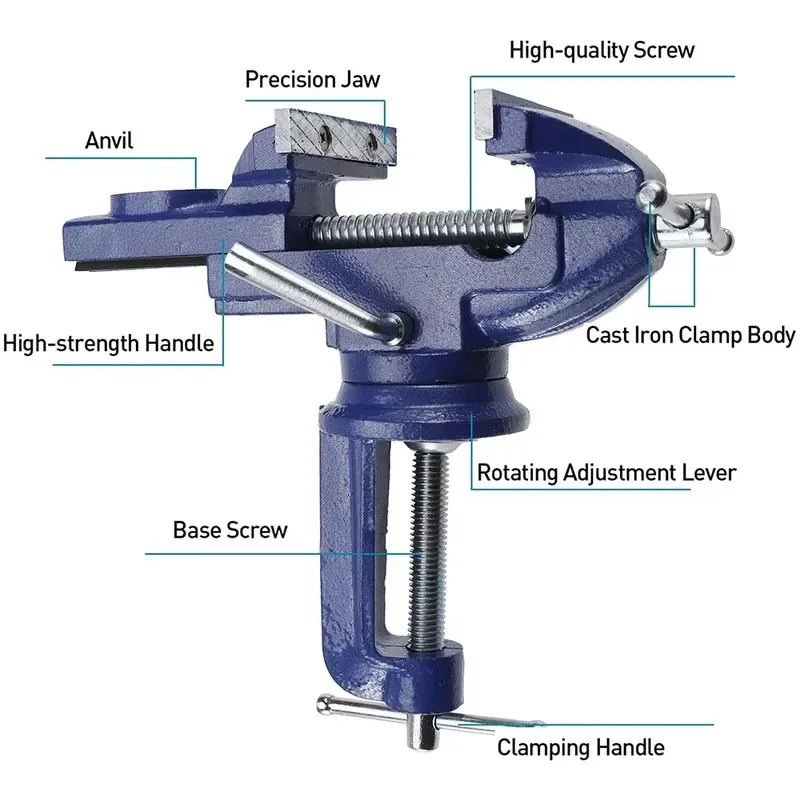 Universal Vise Multi-functional Por 360° Swivel Base C On Vice/ Vise For Woodworking, Cutting Conduit,