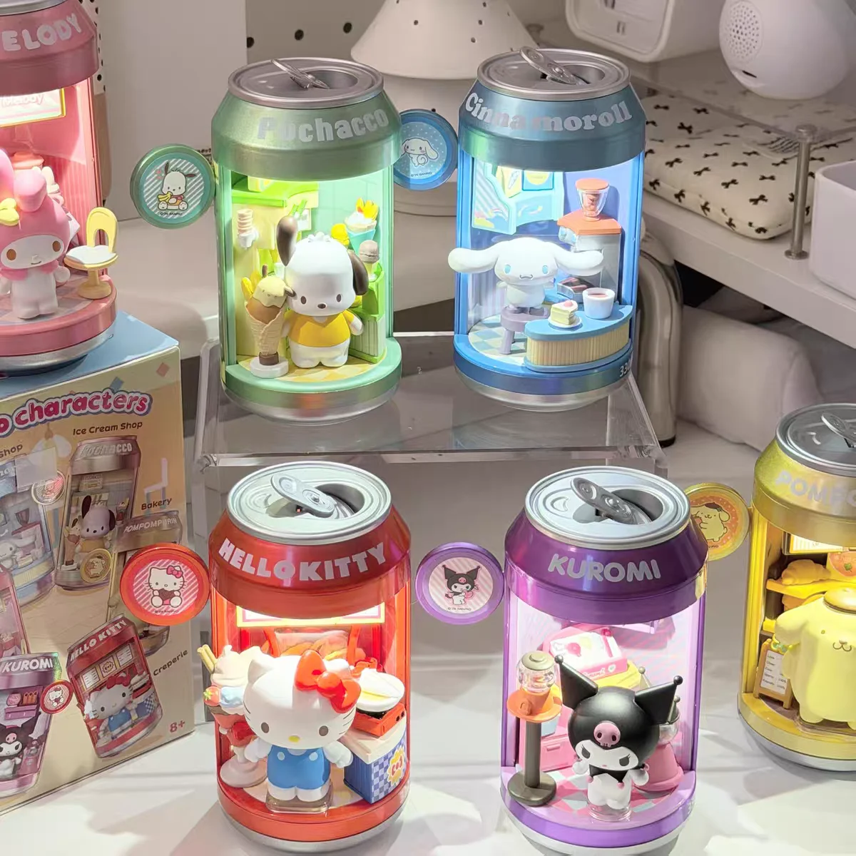 In Stock Original Sanrio Blind Box Soda Can Dessert Shop Series Genuine Creative Lighted Ornament Collectible Toys Gifts view 4