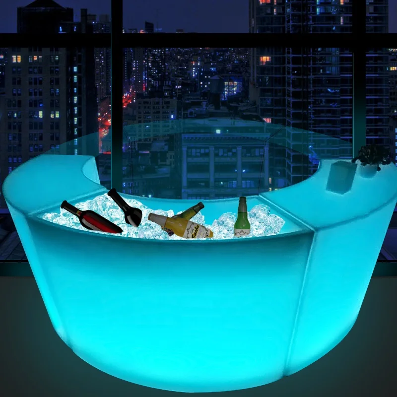 

New Product Outdoor Party Led Glow Touch Table Round Bar Counter with Rechargeable Battery bar Furniture