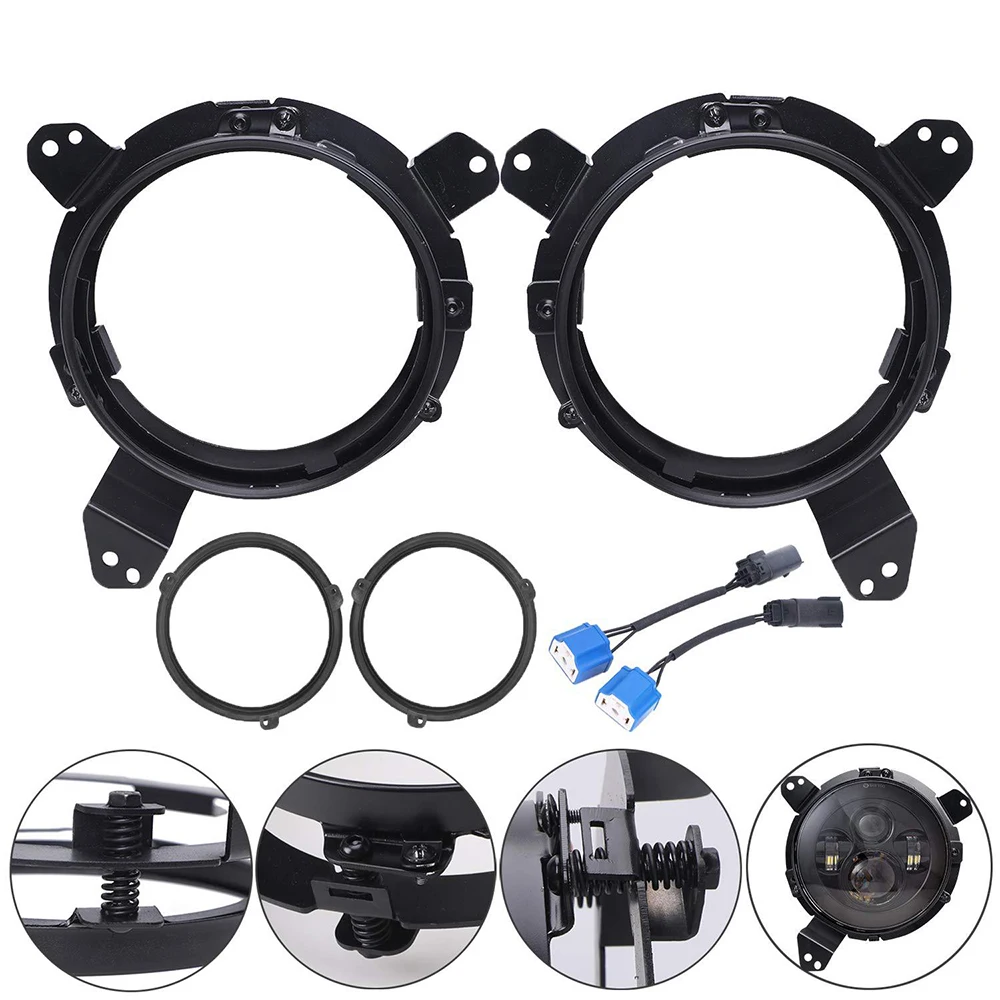7 Inch Headlight Adapter Bracket Stainless Steel All‑Angle Adjustable Mounting Support Fit for Jeep Wrangler Front Lamp