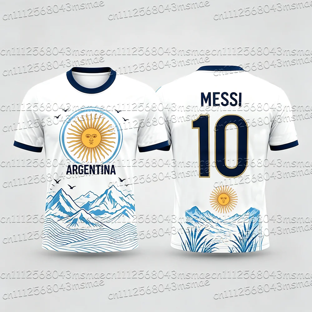 2026 Harajuku Argentinien 10 Fußballtrikots, Shorts, Rundhals-T-Shirt für Jungen und Mädchen, Shirts und Shorts, Sommer-Fanartikel – Detail 10