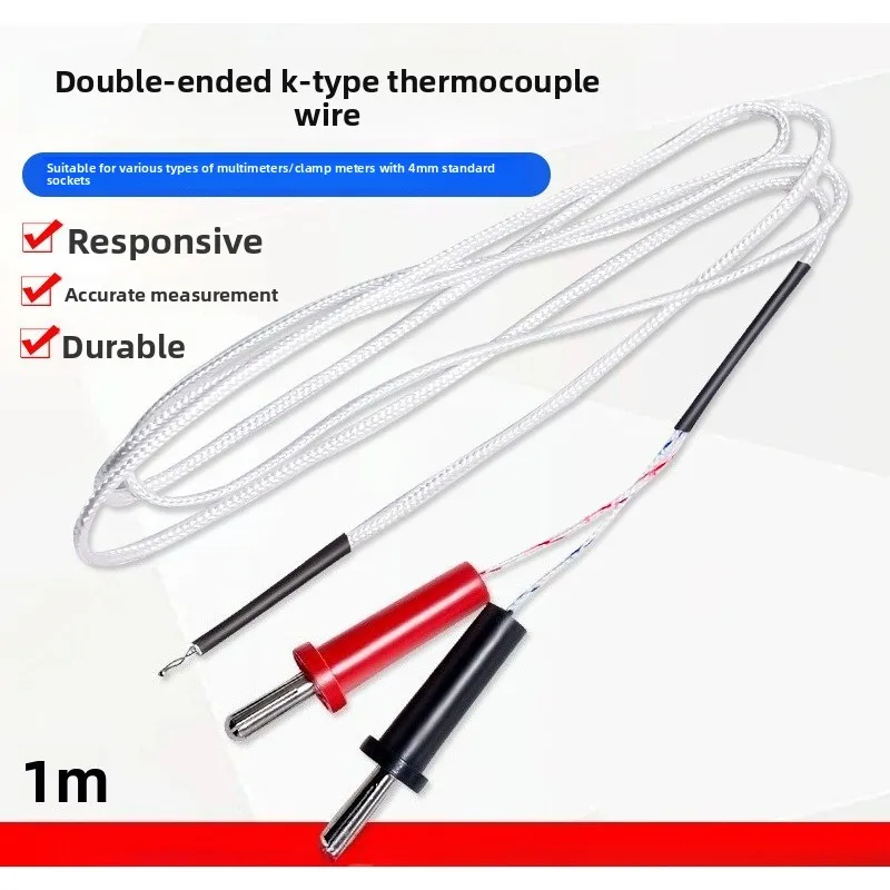 Double Head Multimeter K Type Thermocouple Wire Temperature Test Probe Point Pen