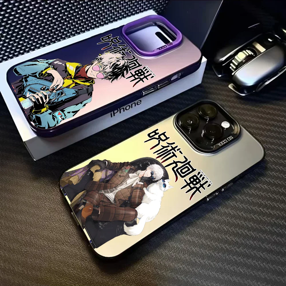 

Jujutsu K-Kaisen G-Gojo Satoru Phone Case For iPhone 16 15 14 13 12 11 Pro Max Black Purple Matte Laser Metallic Aurora Funda